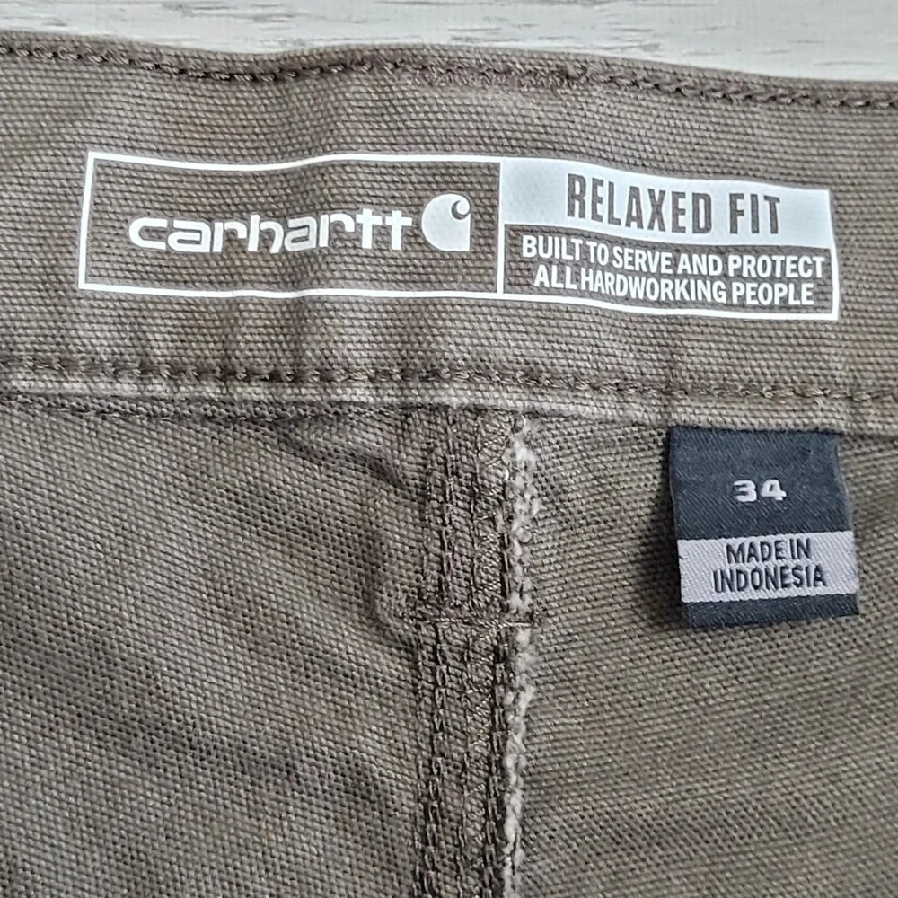 Carhartt Shorts Men 34 (36x10) Relaxed Fit Olive Green Canvas Workwear NWOT